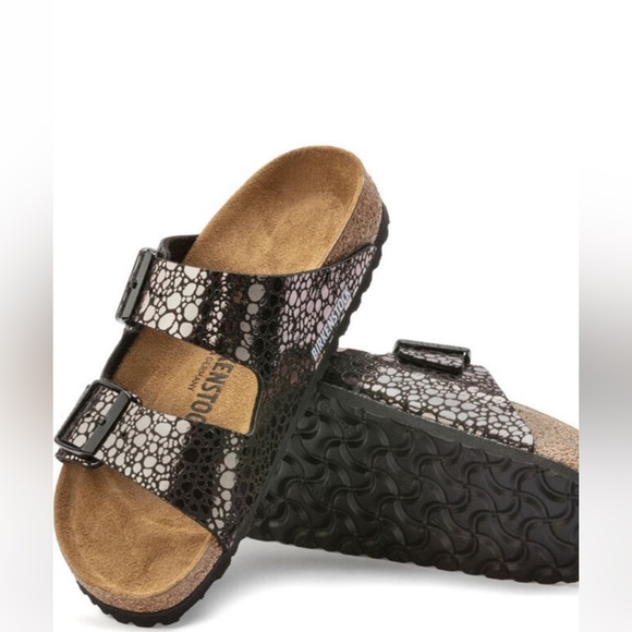 Birkenstock Shoes - Birkenstock Arizona Birko Flor-Metallic Stones Black